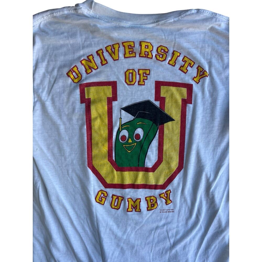 Vintage 1985 University of Gumby Crewneck T-Shirt Men's Size XL 80s Shirt TV - Picture 2 of 9